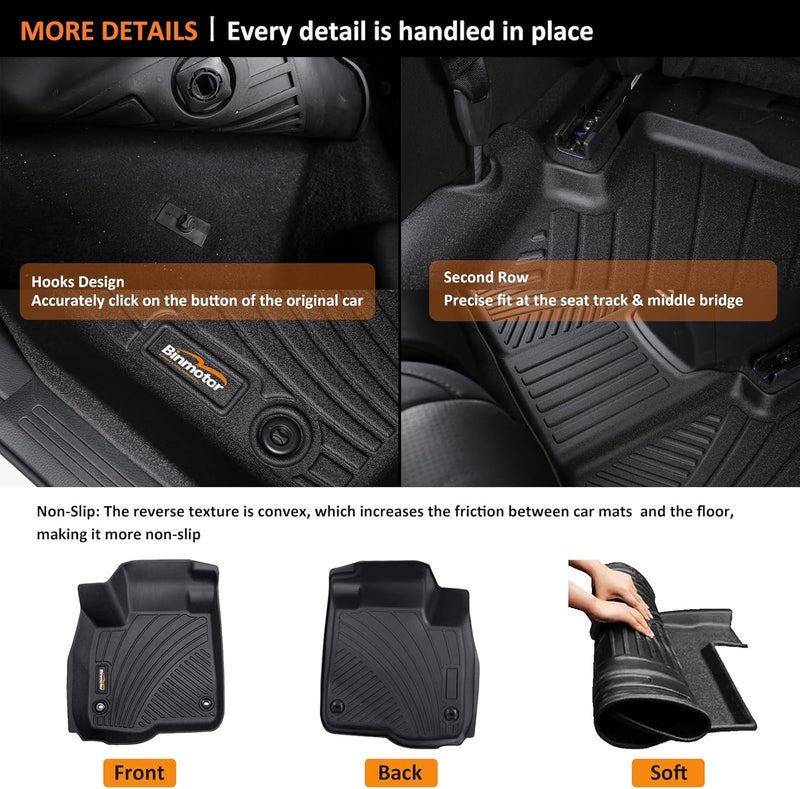 Binmotor -Floor Mats Cargo Liner Set for GMC Terrain/Chevy Equinox 2025 2026, TPE All Weather Car Floor Mat for Chevrolet Equinox Accessories for GMC Terrain Cargo Trunk Mat - Image 4